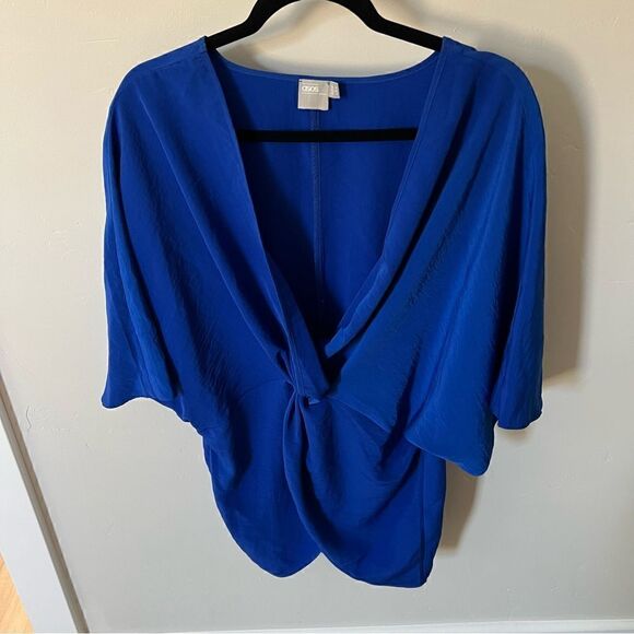 NWOT ASOS CURVE knot front blouse in electric blue sz 14 - Picture 3 of 9